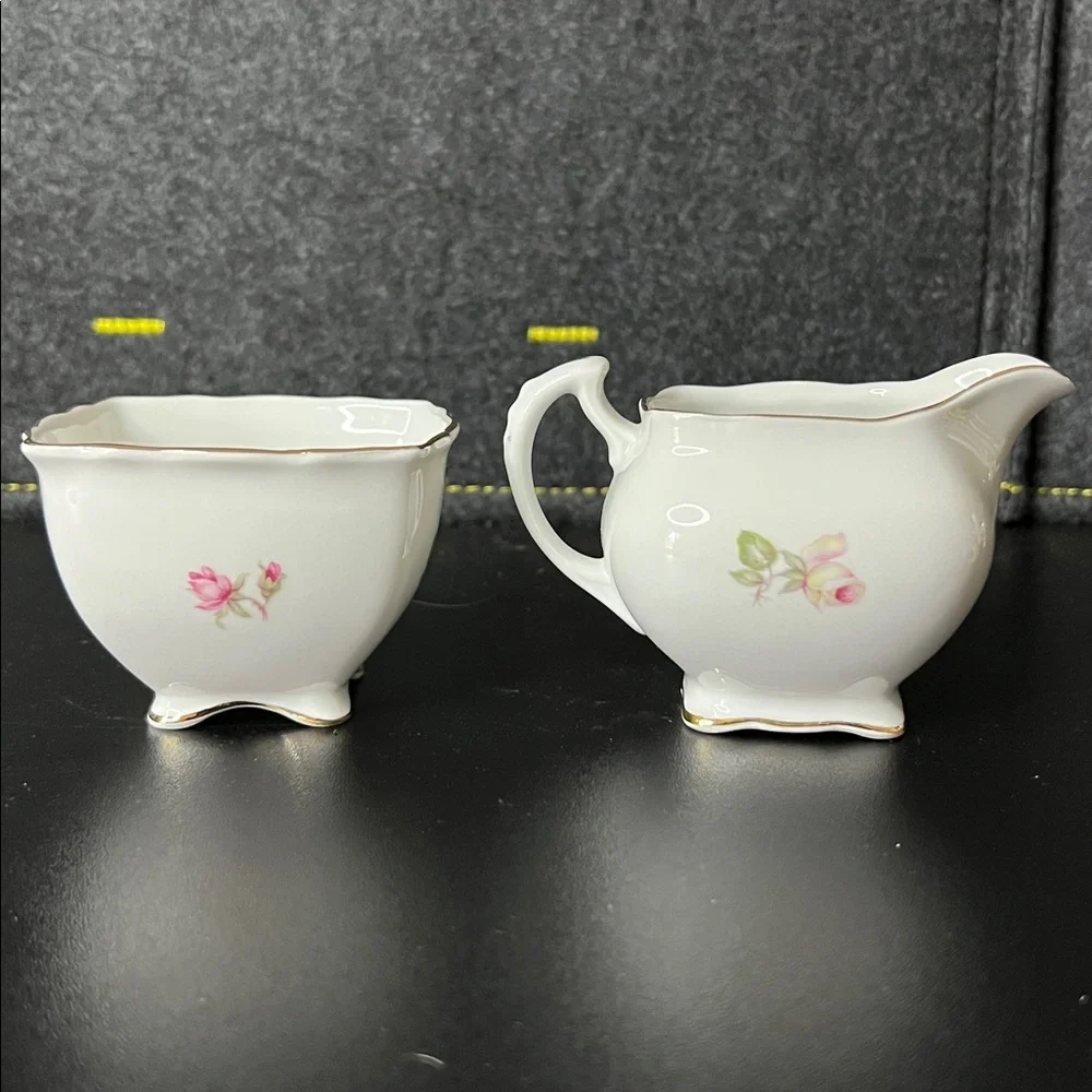 Vintage Schumann Arzberg Germany Antique‎ Rose Creamer & Open Sugar Bowl